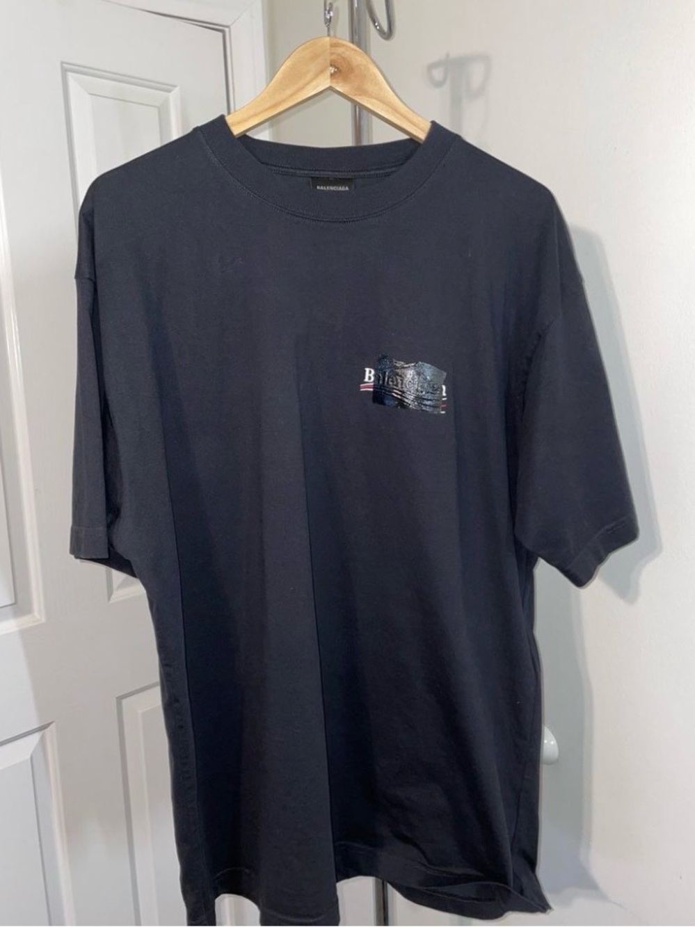 Balenciaga Political Taped Graphic Black Men's T-Shirt